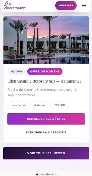 Détail d'un séjour, sur mobile.