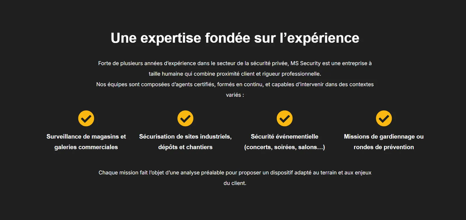 Les expertises détaillées.