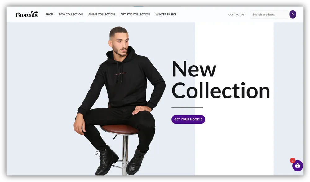 Aperçu du site e-commerce Custees conçu par Atelier Cadran