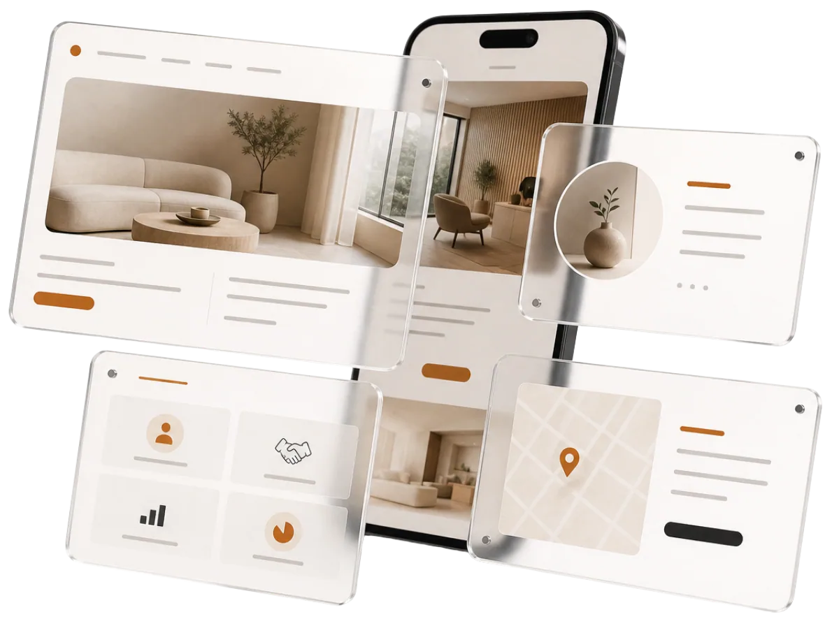 Plusieurs pages d'un site vitrine professionnel présentées sur écrans et mobile
